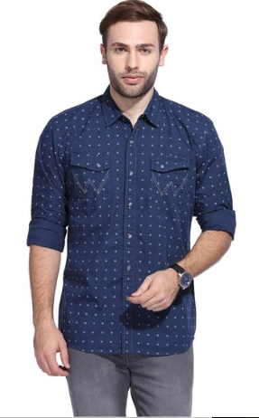 Tatacliq- Wrangler Navy Regular Fit Shirt @ Rs. 1095