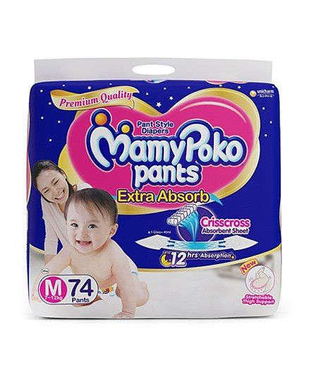 MamyPoko Extra Absorb Pant Style Diapers Medium - 74 Pieces