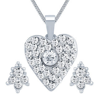 Shopclues offers- Get Sikka Silver Plated Austrian Diamond White Pendants Chains For Women at only Rs. 199