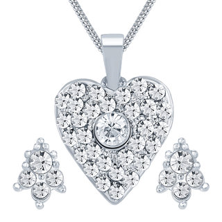 Sikka Silver Plated Austrian Diamond White Pendants Chains For Women