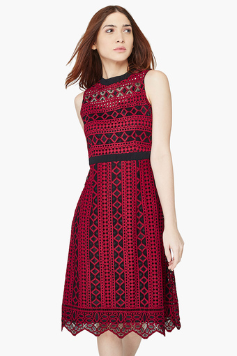 Womens Lace A-Line Dress