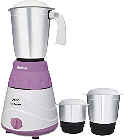 Inalsa Jazz 550-Watt Mixer Grinder with 3 Jars (Purple/White