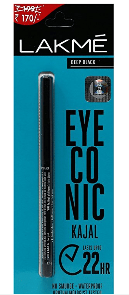 Lakme Eyeconic Kajal, Deep Black, 0.35g