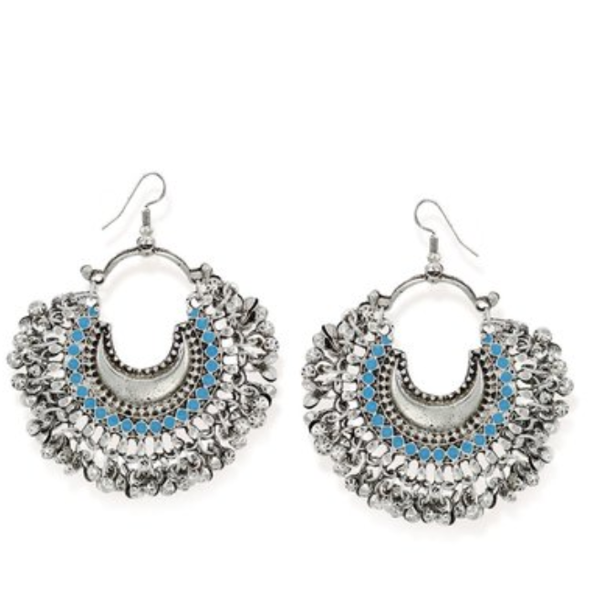 Tataclip- Buy Zaveri Pearls Crescent Shaped Silver Alloy Chand Bali Earrings at only Rs. 261