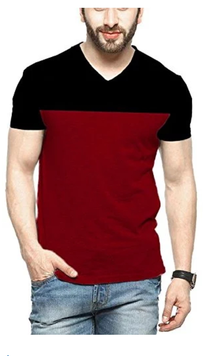 Men's Cotton T-Shirt Black Maroon Casual T-Shirt