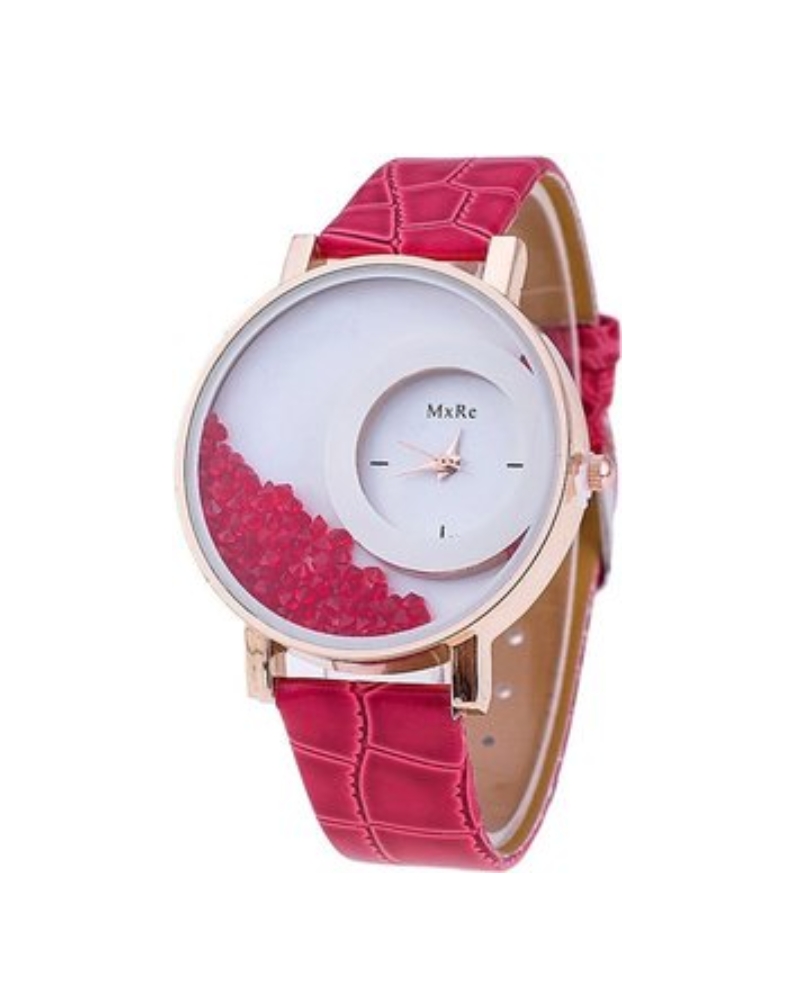 ShopClues - Buy Women Wadding New Leather Dimond Dial Red Girls watch at Rs.199 only