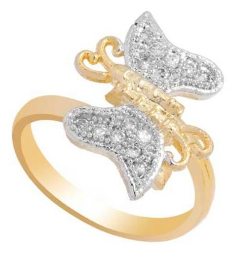 VOYLLA – CZ Embellished Butterfly Motif Gold Tone Ring only at Rs. 119